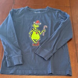 Life is Good Kids Blue Grinch Long Sleeve Shirt Large Front/Back Design Large